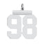 Sterling Silver/Rhodium-plated Polished Number 98 Charm