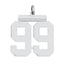 Sterling Silver/Rhodium-plated Polished Number 99 Charm
