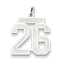 Sterling Silver/Rhodium-plated Satin Number 26 Charm