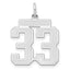 Sterling Silver/Rhodium-plated Satin Number 33 Charm