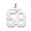Sterling Silver/Rhodium-plated Satin Number 58 Charm