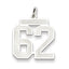 Sterling Silver/Rhodium-plated Satin Number 62 Charm