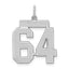Sterling Silver/Rhodium-plated Satin Number 64 Charm