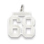Sterling Silver/Rhodium-plated Satin Number 68 Charm