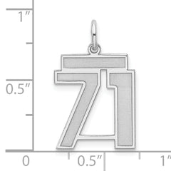 Sterling Silver Rhodium-plated Medium Satin Number 71 Charm