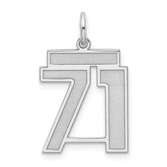 Sterling Silver/Rhodium-plated Satin Number 71 Charm
