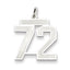 Sterling Silver/Rhodium-plated Satin Number 72 Charm