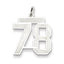 Sterling Silver/Rhodium-plated Satin Number 78 Charm