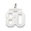 Sterling Silver/Rhodium-plated Satin Number 80 Charm