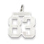 Sterling Silver/Rhodium-plated Satin Number 83 Charm