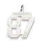Sterling Silver/Rhodium-plated Satin Number 87 Charm