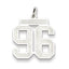 Sterling Silver/Rhodium-plated Satin Number 96 Charm
