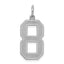 Sterling Silver/Rhodium-plated Satin Number 8 Charm