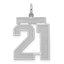 Sterling Silver/Rhodium-plated Satin Number 21 Charm
