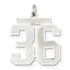 Sterling Silver/Rhodium-plated Satin Number 36 Charm