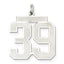 Sterling Silver/Rhodium-plated Satin Number 39 Charm