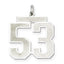 Sterling Silver/Rhodium-plated Satin Number 53 Charm