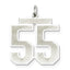 Sterling Silver/Rhodium-plated Satin Number 55 Charm