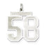Sterling Silver/Rhodium-plated Satin Number 58 Charm