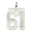 Sterling Silver/Rhodium-plated Satin Number 61 Charm