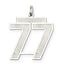 Sterling Silver/Rhodium-plated Satin Number 77 Charm