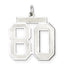 Sterling Silver/Rhodium-plated Satin Number 80 Charm