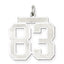 Sterling Silver/Rhodium-plated Satin Number 83 Charm