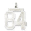 Sterling Silver/Rhodium-plated Satin Number 84 Charm
