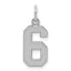 Sterling Silver/Rhodium-plated Satin Number 6 Charm