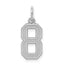 Sterling Silver/Rhodium-plated Satin Number 8 Charm