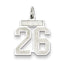 Sterling Silver/Rhodium-plated Satin Number 26 Charm