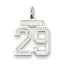 Sterling Silver/Rhodium-plated Satin Number 29 Charm