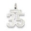 Sterling Silver/Rhodium-plated Satin Number 35 Charm