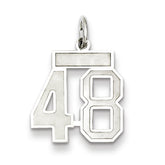 Sterling Silver/Rhodium-plated Satin Number 48 Charm