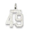 Sterling Silver/Rhodium-plated Satin Number 49 Charm