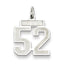 Sterling Silver/Rhodium-plated Satin Number 52 Charm