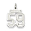 Sterling Silver/Rhodium-plated Satin Number 59 Charm