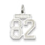 Sterling Silver/Rhodium-plated Satin Number 82 Charm