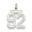 Sterling Silver/Rhodium-plated Satin Number 92 Charm