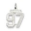 Sterling Silver/Rhodium-plated Satin Number 97 Charm