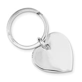 Sterling Silver 925 Heart Key Ring with Engravable Polished Finish