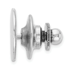 Sterling Silver 925 Rhodium-Plated Men's Tie Tac Engravable Polished Finish