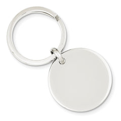 Sterling Silver 925 Rhodium-Plated Unisex Key Ring with Engravable Polished Finish