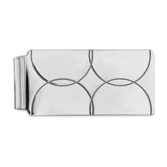 Men's Sterling Silver Rhodium-Plated Money Clip with Polished Engravable Finish