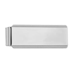 Sterling Silver Rhodium-Plated Engravable Money Clip with Satin Finish for Men