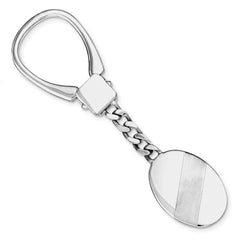 Sterling Silver Men's Polished & Brushed Key Chain with Rhodium Finish