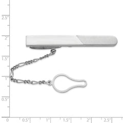 Sterling Silver Rhodium-Plated Tie Clip with Polished Finish
