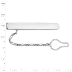 Sterling Silver 925 Tie Clip with Rhodium Polished Finish Engravable