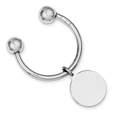 Sterling Silver 925 Rhodium Key Chain with Polished Engravable Charm