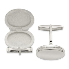 Sterling Silver 925 Oval Locket Cufflinks with Polished Finish for Men
